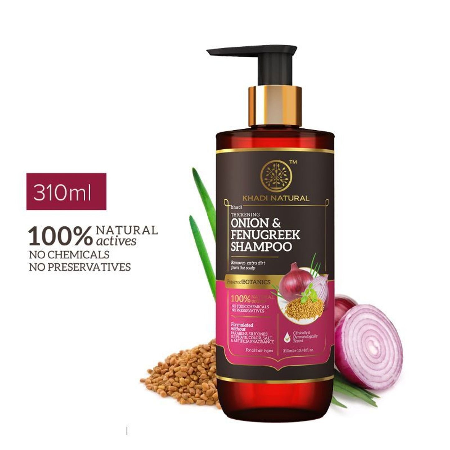 Khadi Natural Onion & Fenugreek Hair Shampoo - Power Botanics Increases Hair Strength