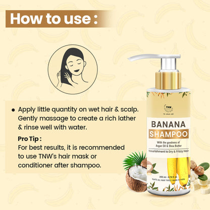 TNW The Natural Wash Banana Shampoo for Dry & Frizzy hair to Hydrate & Nourish the scalp