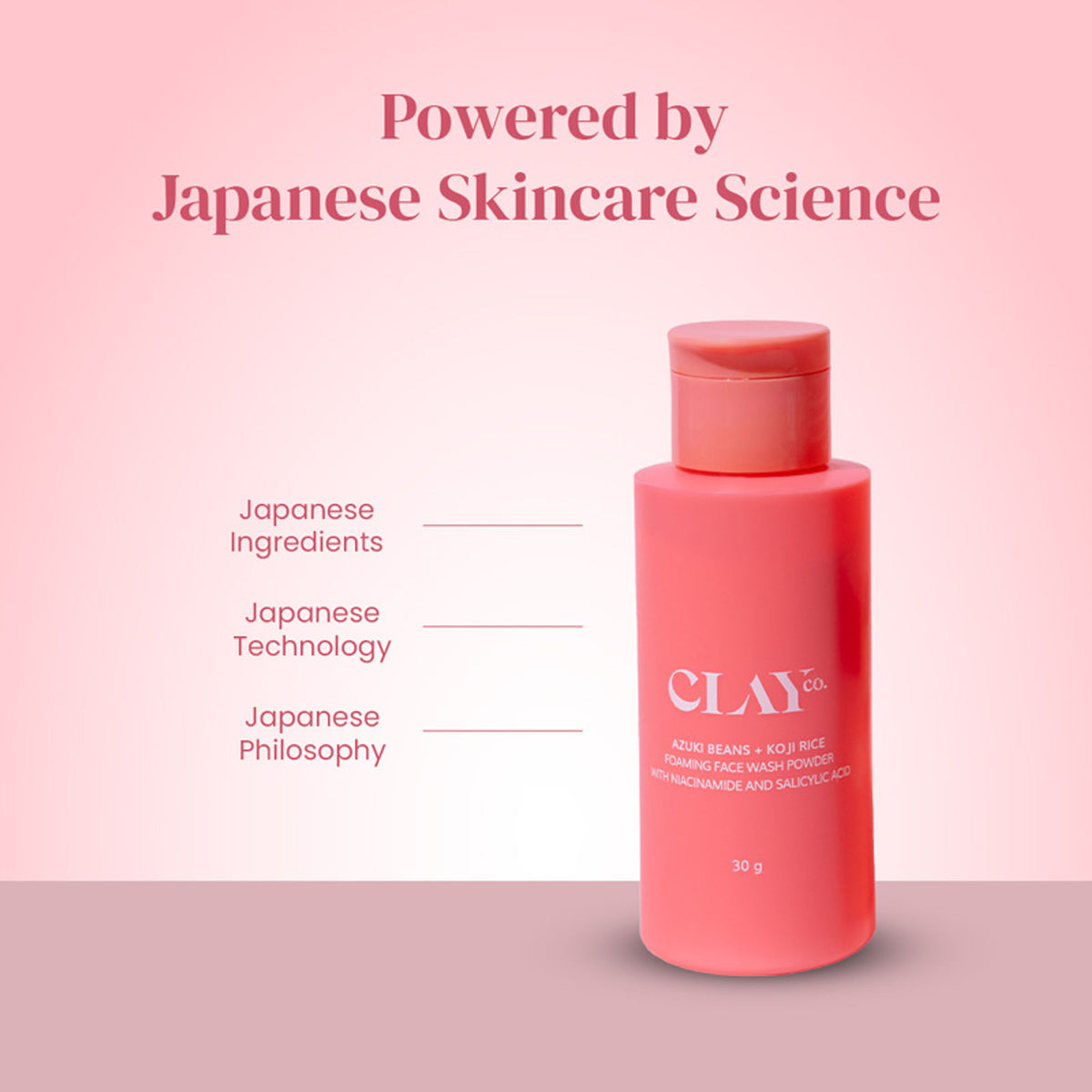 Clayco Face Wash Powder With Azuki Beans, Koji Rice, Salicylic Acid & Niacinamide - Brighter Skin