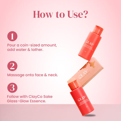 Clayco Face Wash Powder With Azuki Beans, Koji Rice, Salicylic Acid & Niacinamide - Brighter Skin