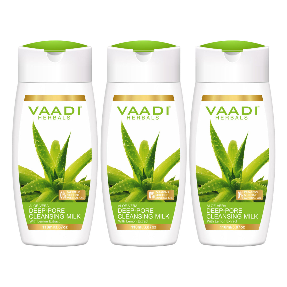 Vaadi Herbals Value Pack Of 3 Aloevera Deep Pore Cleansing Milk With Lemon Extract