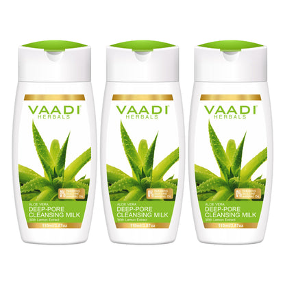 Vaadi Herbals Value Pack Of 3 Aloevera Deep Pore Cleansing Milk With Lemon Extract