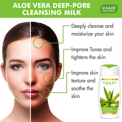 Vaadi Herbals Value Pack Of 3 Aloevera Deep Pore Cleansing Milk With Lemon Extract