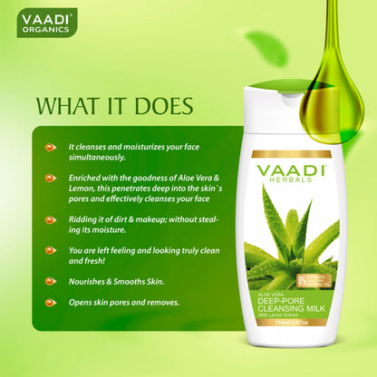 Vaadi Herbals Value Pack Of 3 Aloevera Deep Pore Cleansing Milk With Lemon Extract