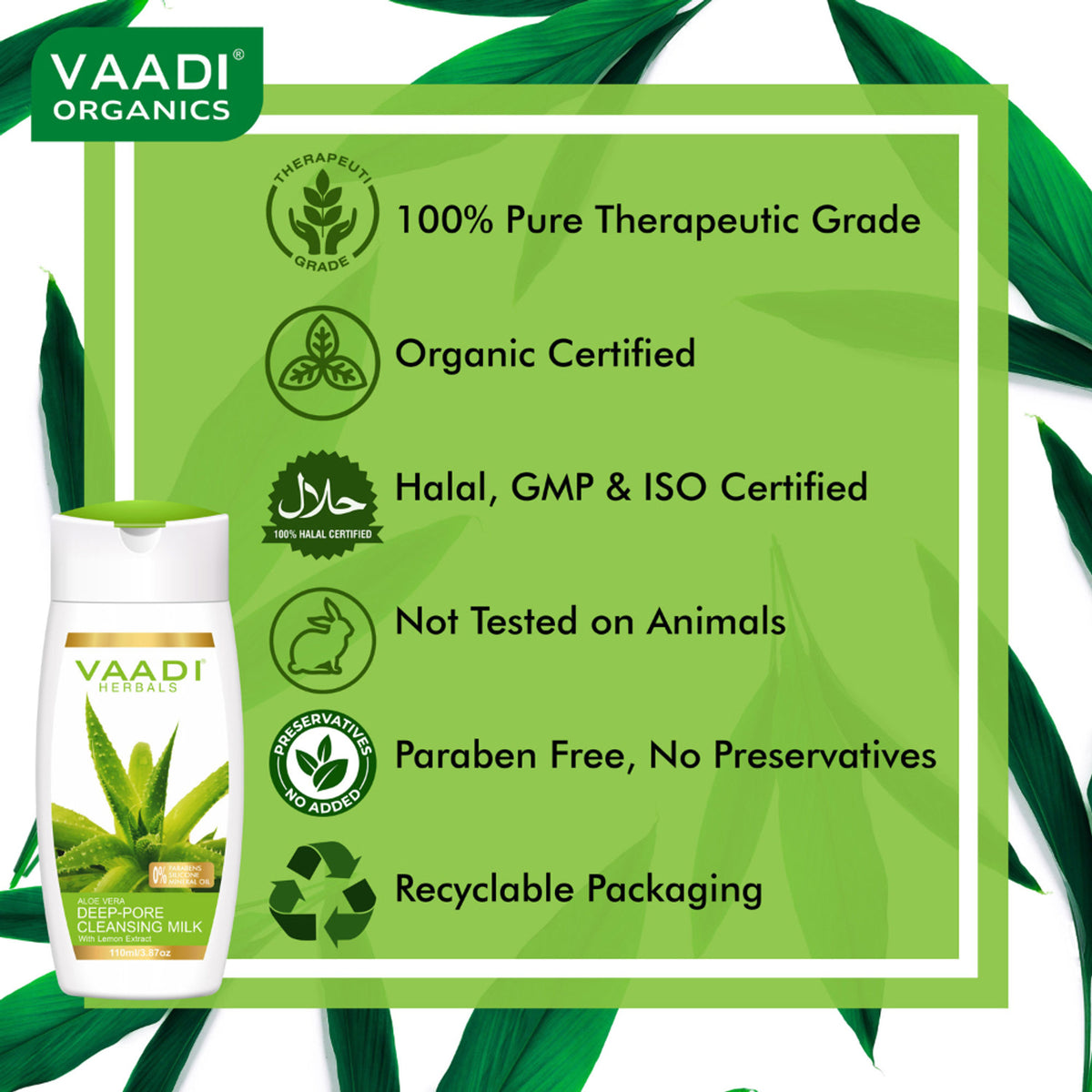 Vaadi Herbals Value Pack Of 3 Aloevera Deep Pore Cleansing Milk With Lemon Extract