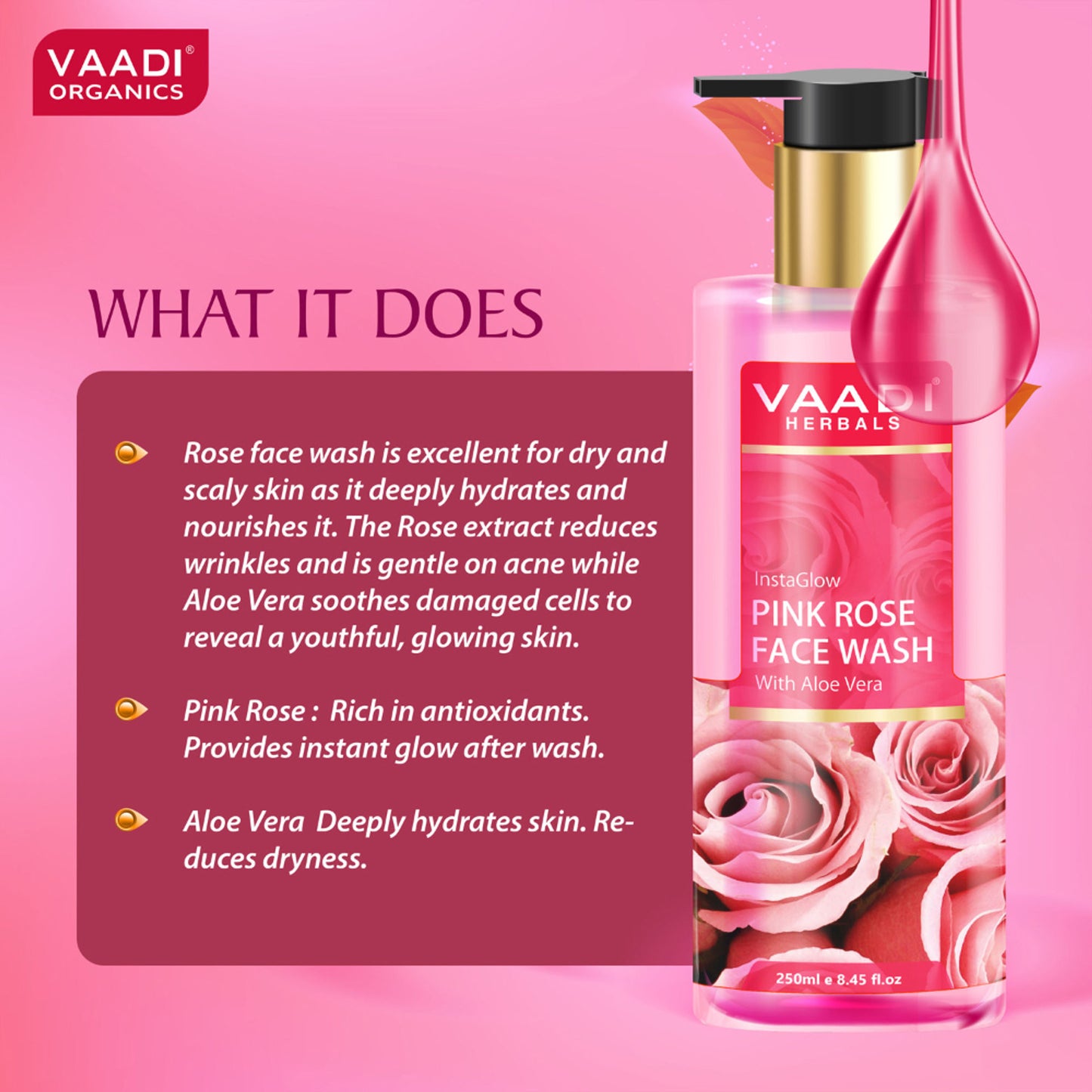 Vaadi Herbals InstaGlow Pink Rose Face Wash