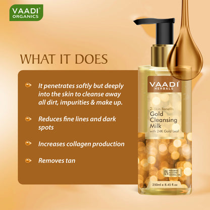 Vaadi Herbals Gold Cleansing Milk With 24k Gold Leaf - 3-skin Benefits