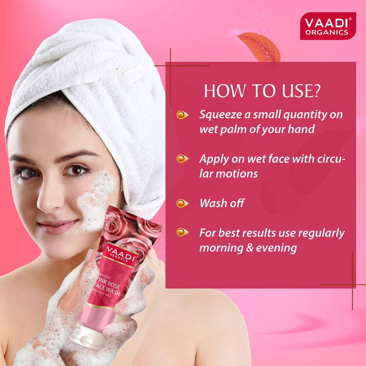 Vaadi Herbals Insta Glow Pink Rose Face Wash With Aloe Vera Extract