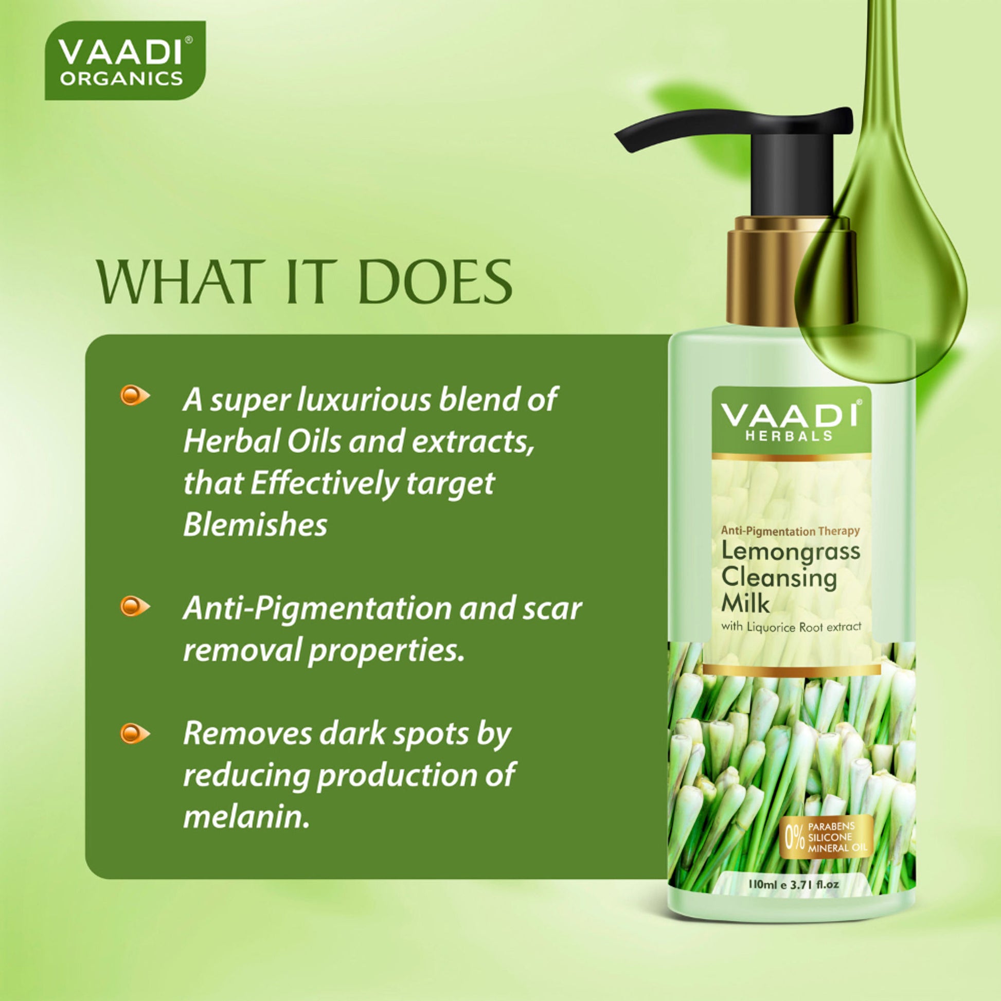 Vaadi Herbals Lemongrass Cleansing Milk with Liquorice Root Extract