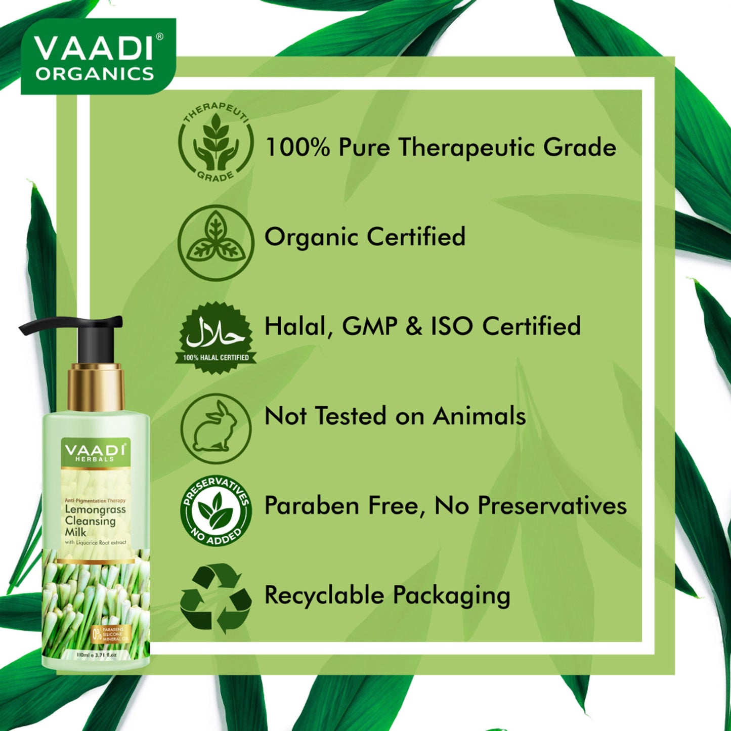 Vaadi Herbals Lemongrass Cleansing Milk with Liquorice Root Extract