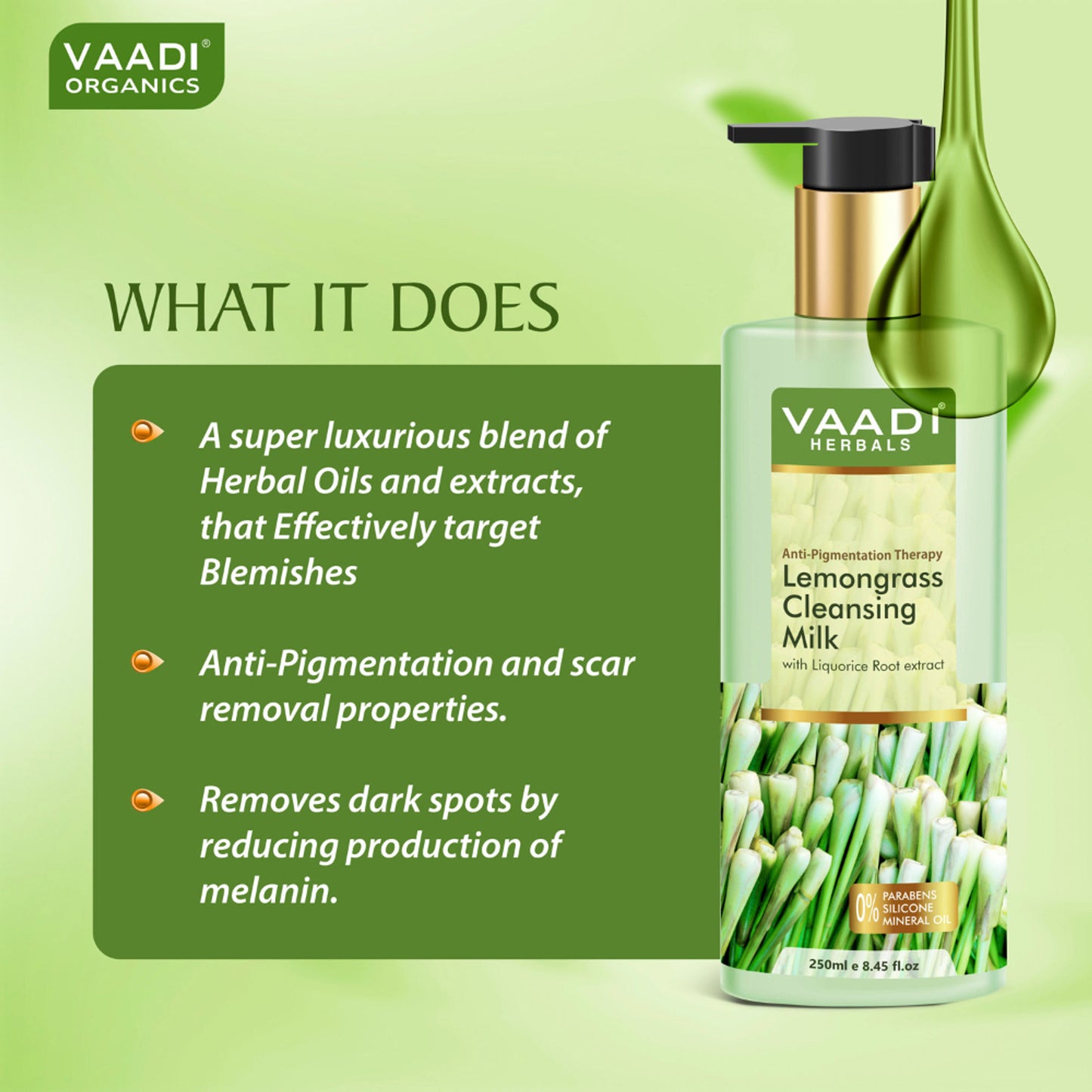 Vaadi Herbals Lemongrass Cleansing Milk with Liquorice Root Extract