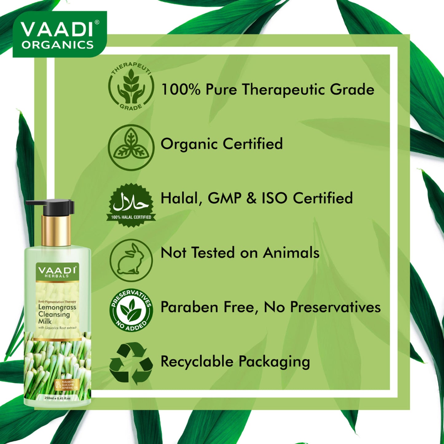 Vaadi Herbals Lemongrass Cleansing Milk with Liquorice Root Extract
