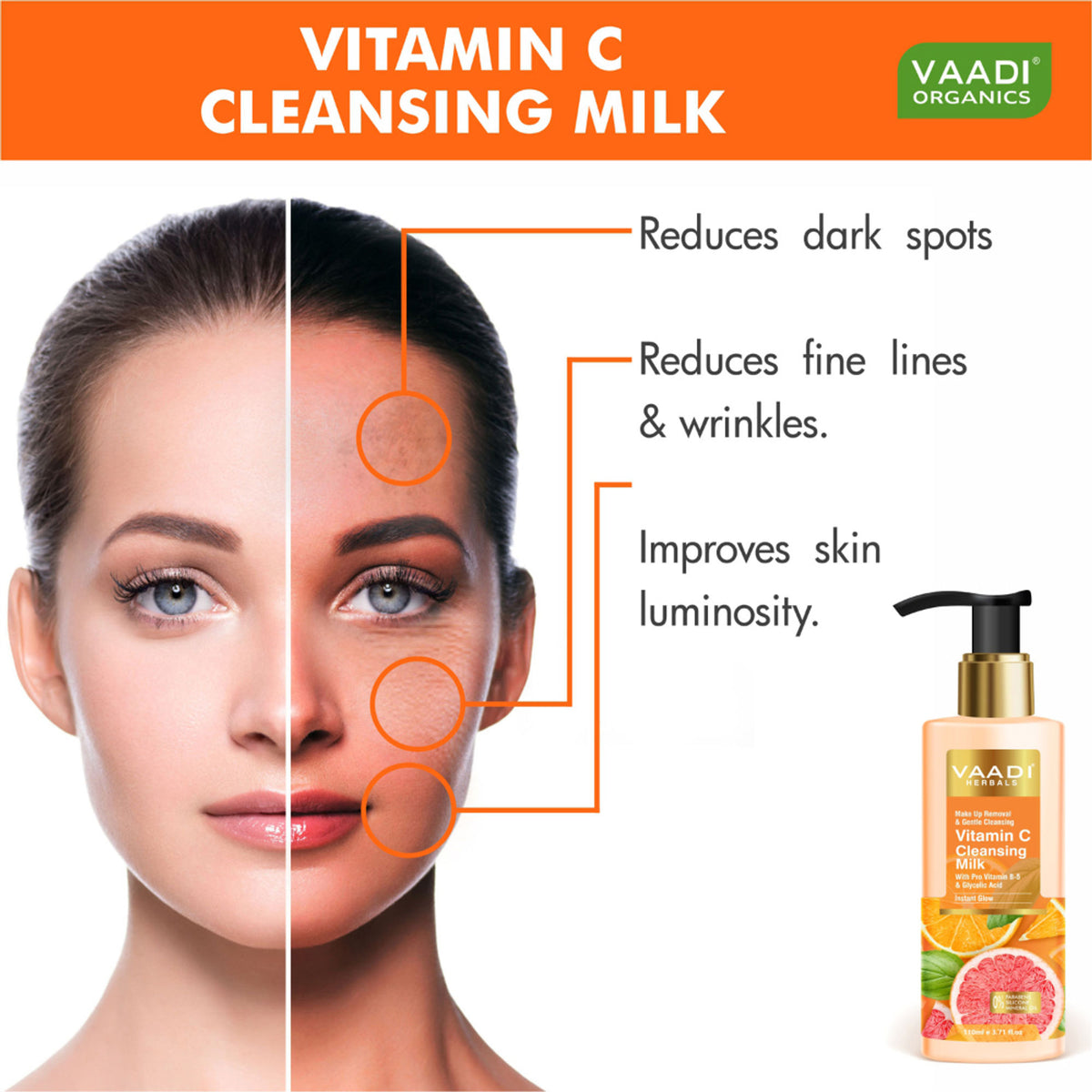 Vaadi Herbals Vitamin C Cleansing Milk For Make Up Removal & Gentle Cleansing