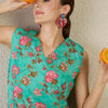 Dhiyona IE Floral Printed V-Neck Pure Cotton A-Line Kurta With Trouser