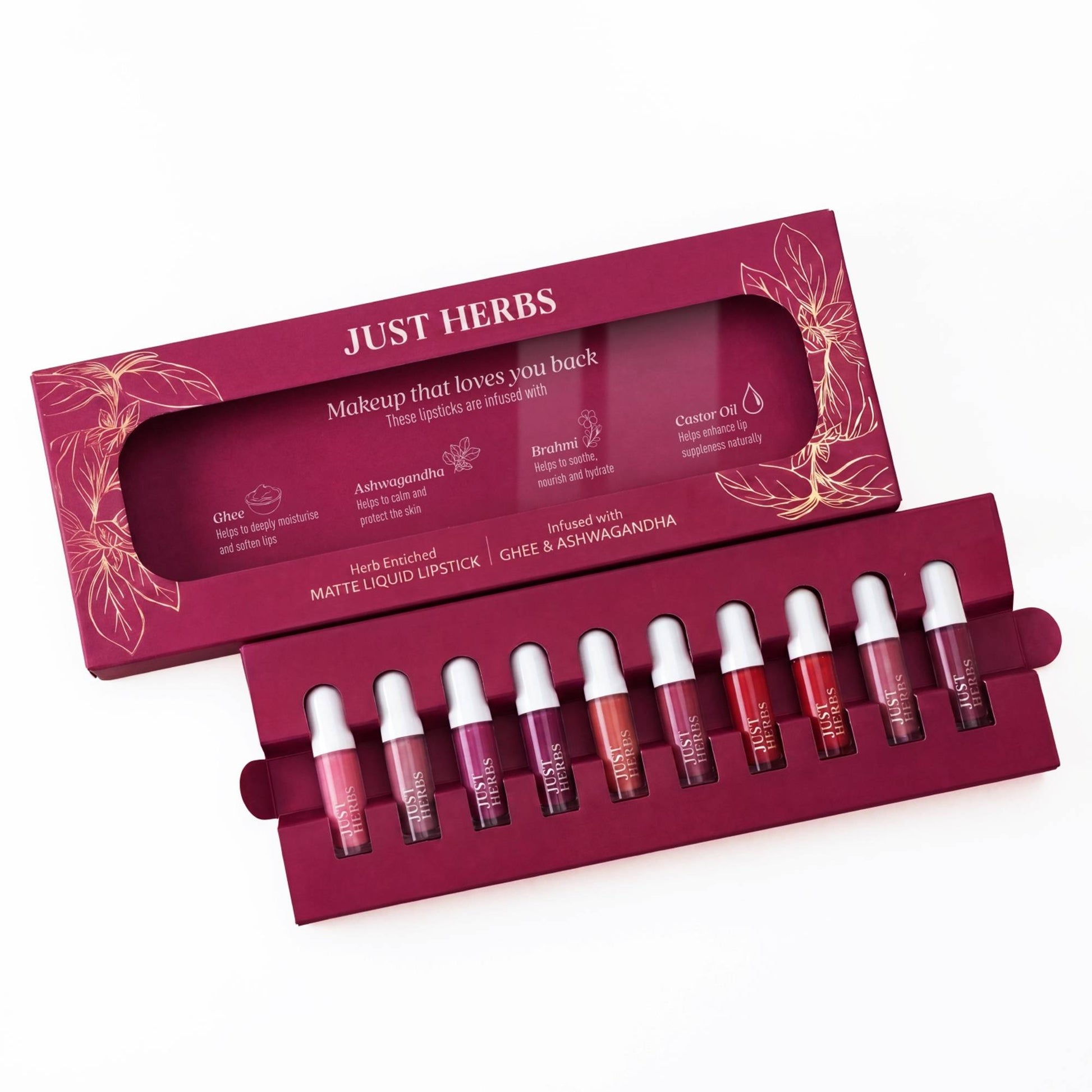 Just Herbs Herb-Enriched Matte Liquid Lipstick - Pack of 10
