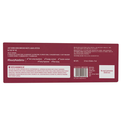 Just Herbs Herb-Enriched Matte Liquid Lipstick - Pack of 10