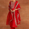 Dhiyona IE Floral Embroidered Regular Sequinned Kurta With Palazzos & Dupatta