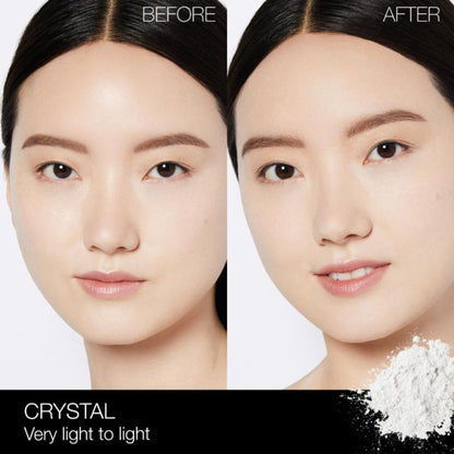 NARS Light Reflecting Setting Powder pressed mini in Crystal, translucent face powder in a compact, with a smooth, reflective finish.