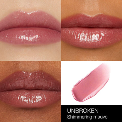 NARS Afterglow Lip Shine in Unbroken, glossy lip color with a luminous finish, shown in a close-up image.