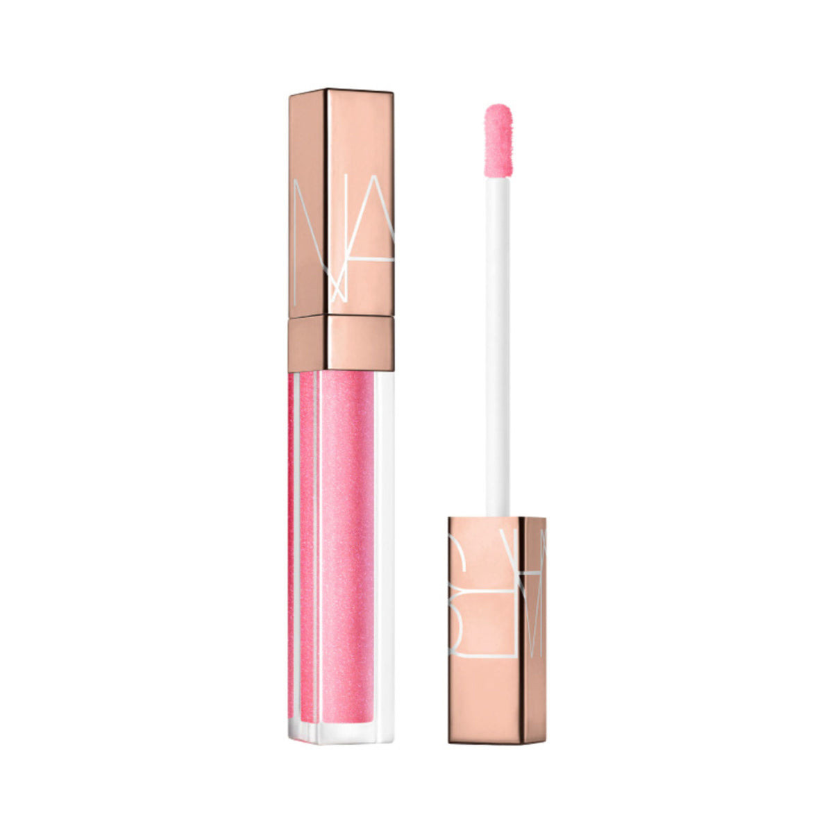 NARS Afterglow Lip Shine in Lover To Lover, glossy lip gloss with a light, shimmering finish, displayed in a sleek tube.