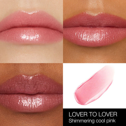 NARS Afterglow Lip Shine in Lover To Lover, glossy lip gloss tube with reflective cap, showcasing the product's packaging.