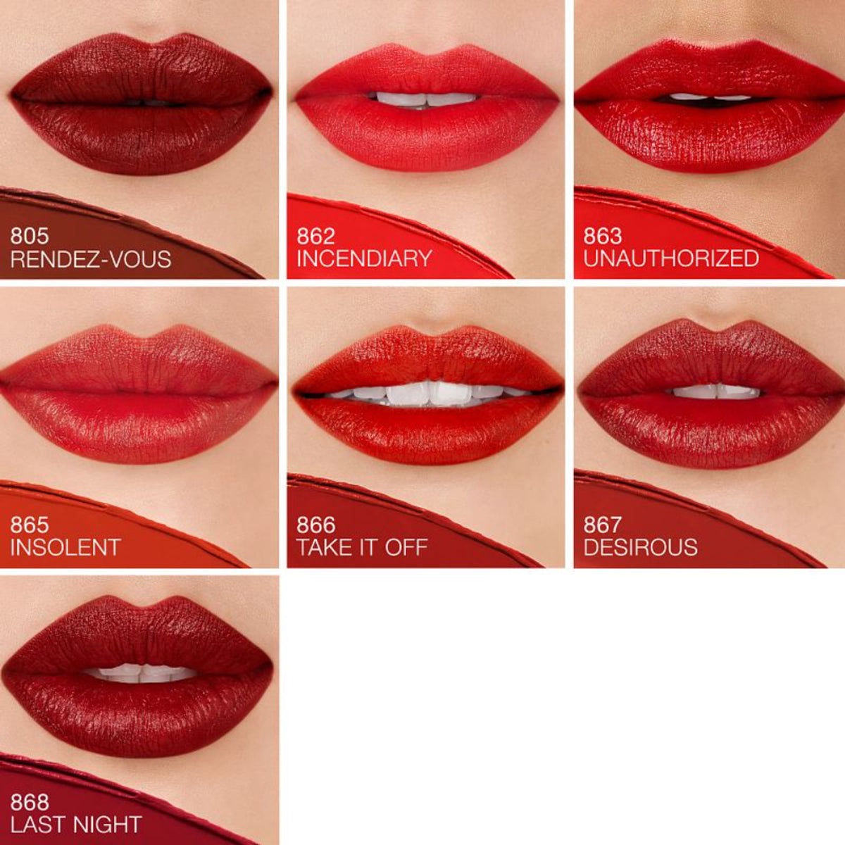 NARS Explicit Lipstick in Incendiary shade with the sleek black NARS packaging and the lipstick partially twisted up.