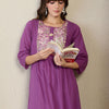 Indyancart IE Embroidered Round Neck Top With Trousers Co-Ords