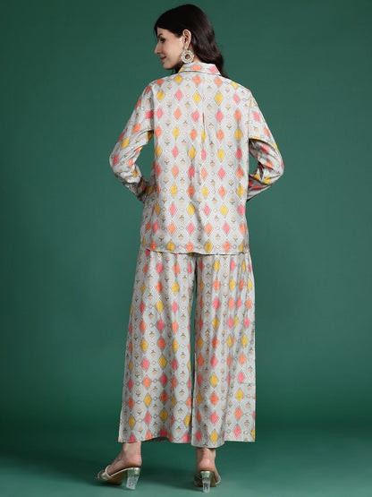 Dhiyona IE Printed Shirt With Palazzos