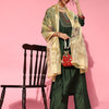 Indyancart IE Green Silk Blend Calf Length Kurta Set