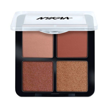 Nykaa Cosmetics Eyes On Me! 4-in-1 Sunset Stroll eyeshadow palette with four warm-toned shades and natural eye makeup application