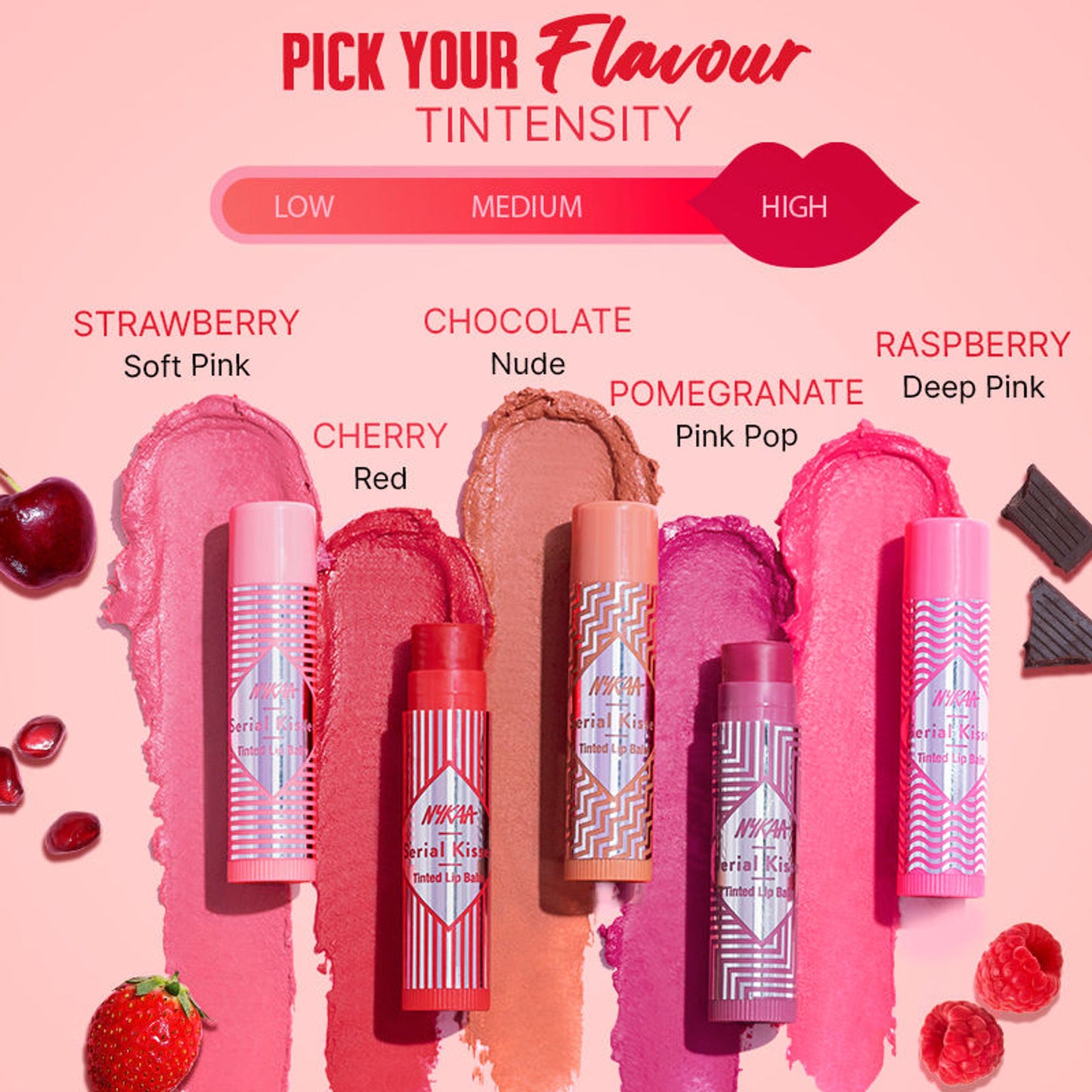 Nykaa Serial Kisser Moisturising Tinted Lip Balm With Shea Butter & Vitamin E - Strawberry