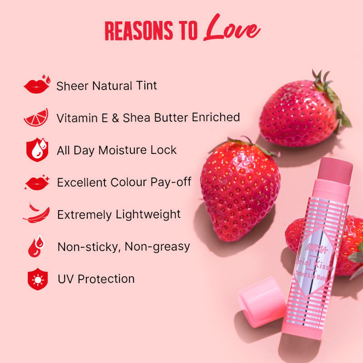 Nykaa Serial Kisser Moisturising Tinted Lip Balm With Shea Butter & Vitamin E - Strawberry