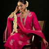 Dhiyona IE V Neck Ethnic Motifs Embroidered Sequinned Kurta with Trouser & Dupatta