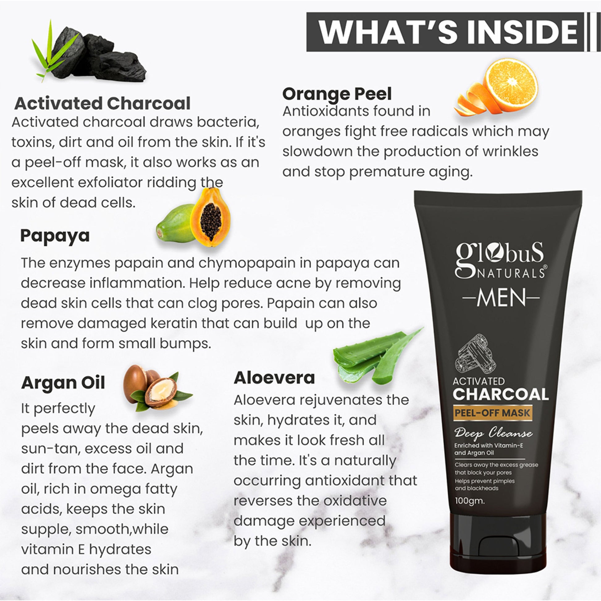 Globus Naturals Men Activated Charcoal Peel Off Mask