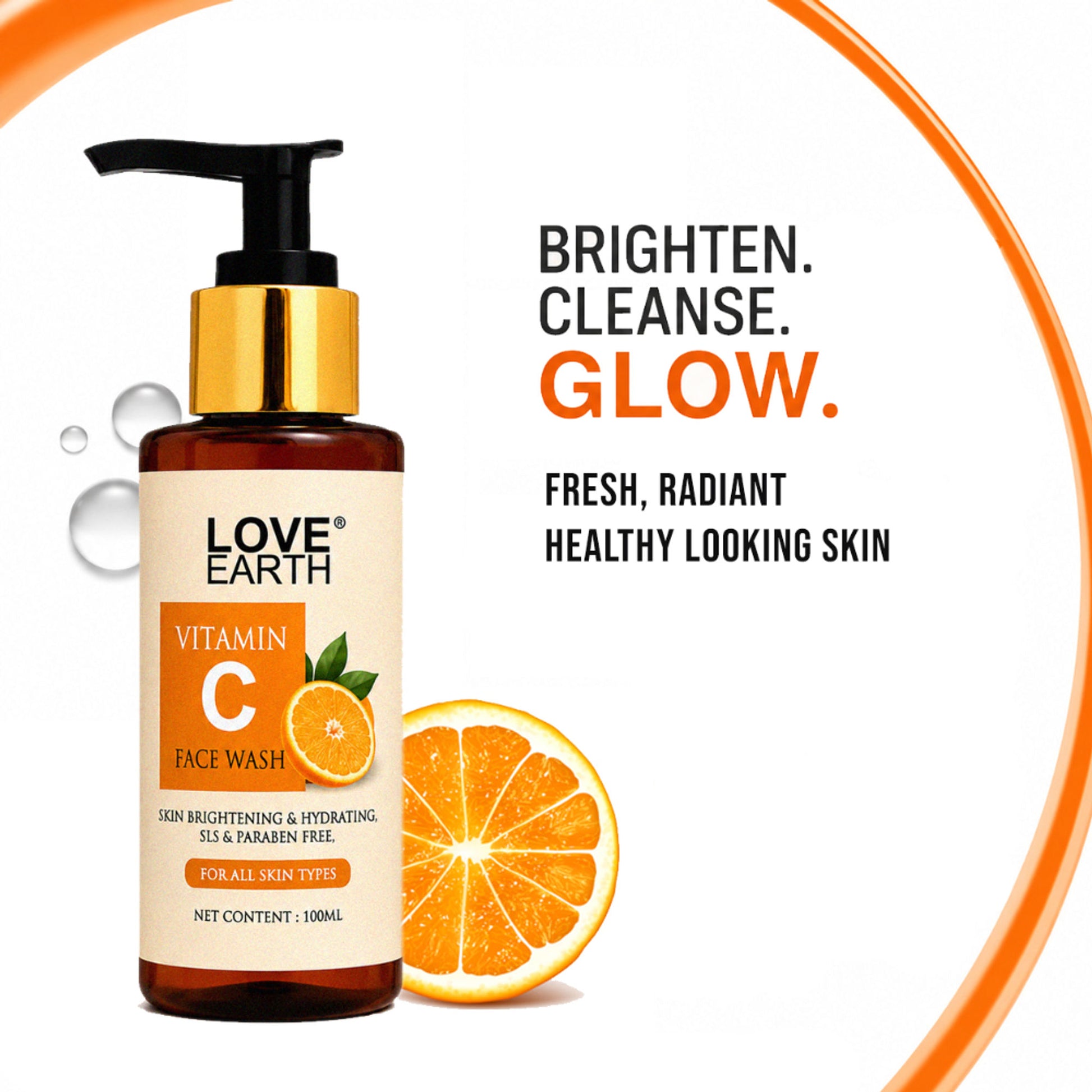 Love Earth Vitamin C Face Wash with Vitamin C Ashwgandha for Skin Hydration & Skin Radiance