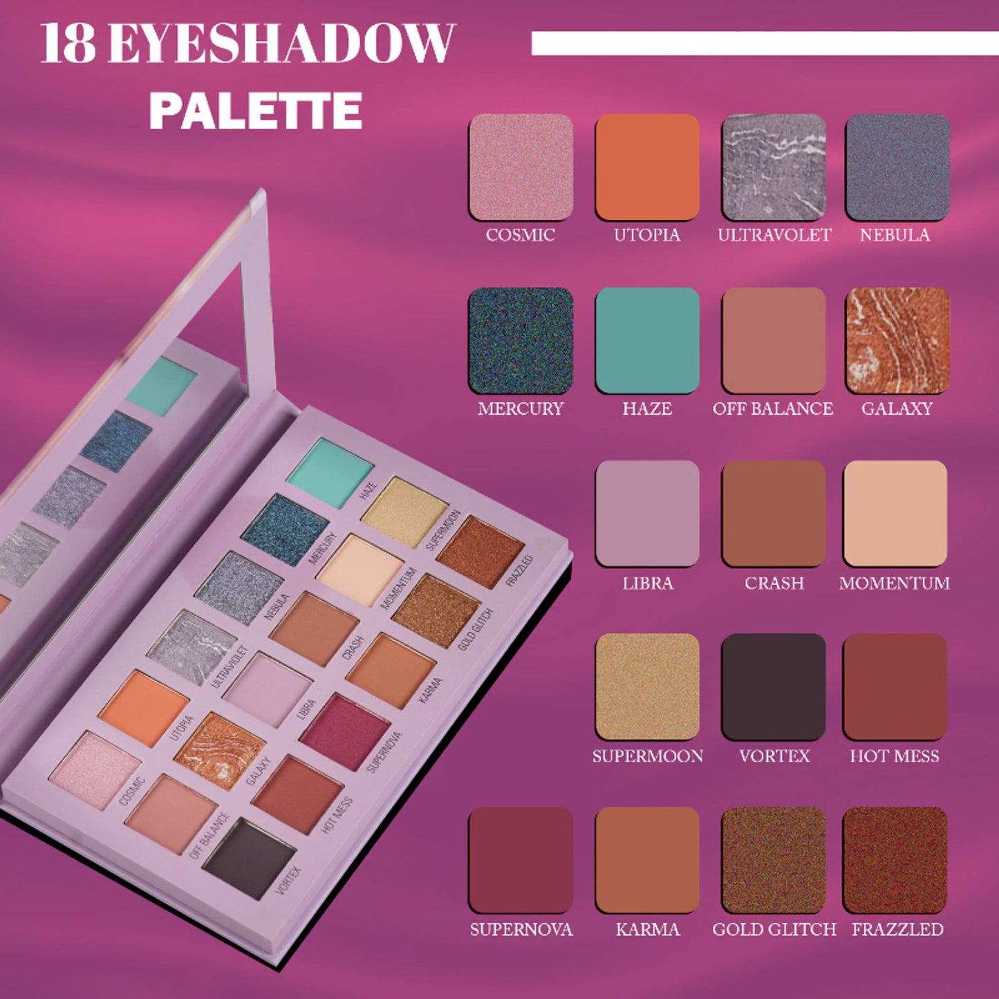 FASHION COLOUR 18 Color Eyeshadow Palette - Mercury