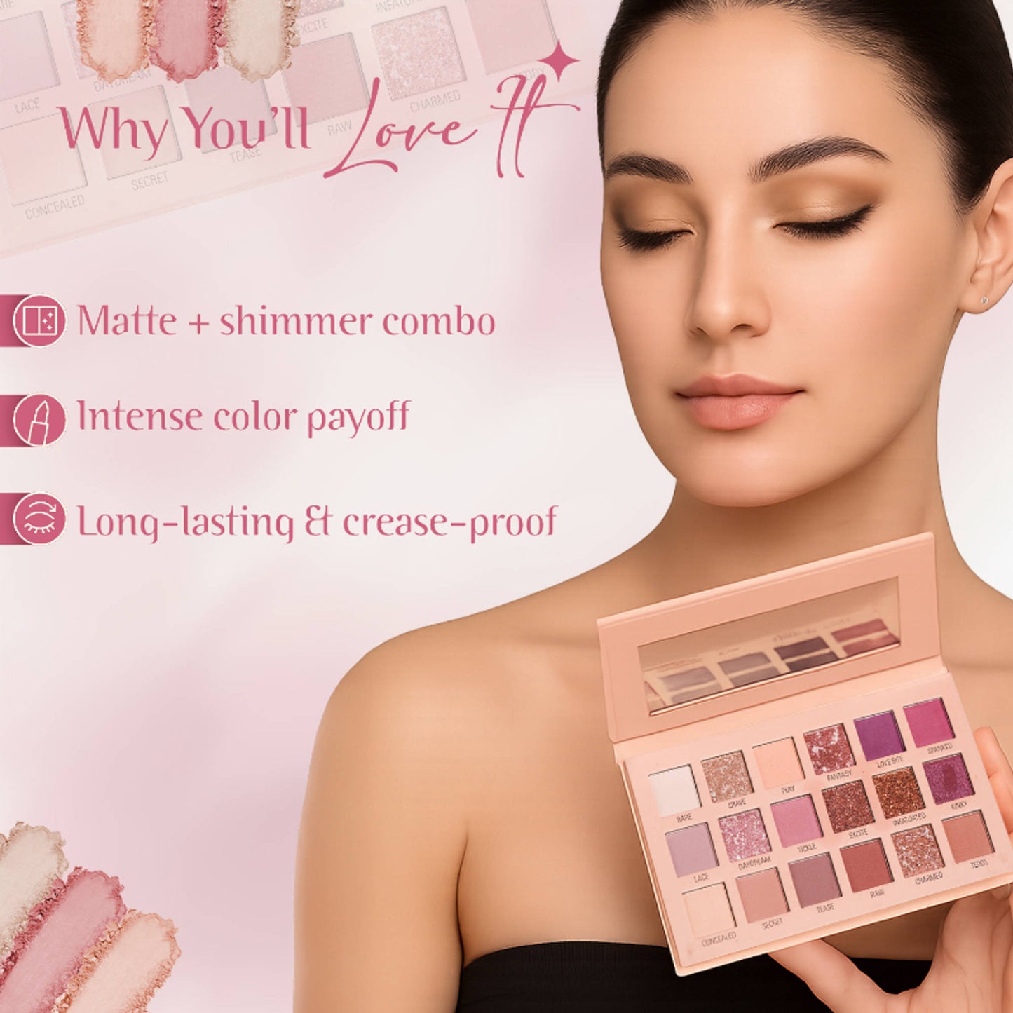 FASHION COLOUR 18 Color Eyeshadow Palette - Naughty Nude
