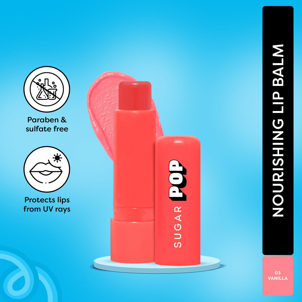 SUGAR POP Nourishing Lip Balm, SPF, Avocado Oil - 03 Vanilla