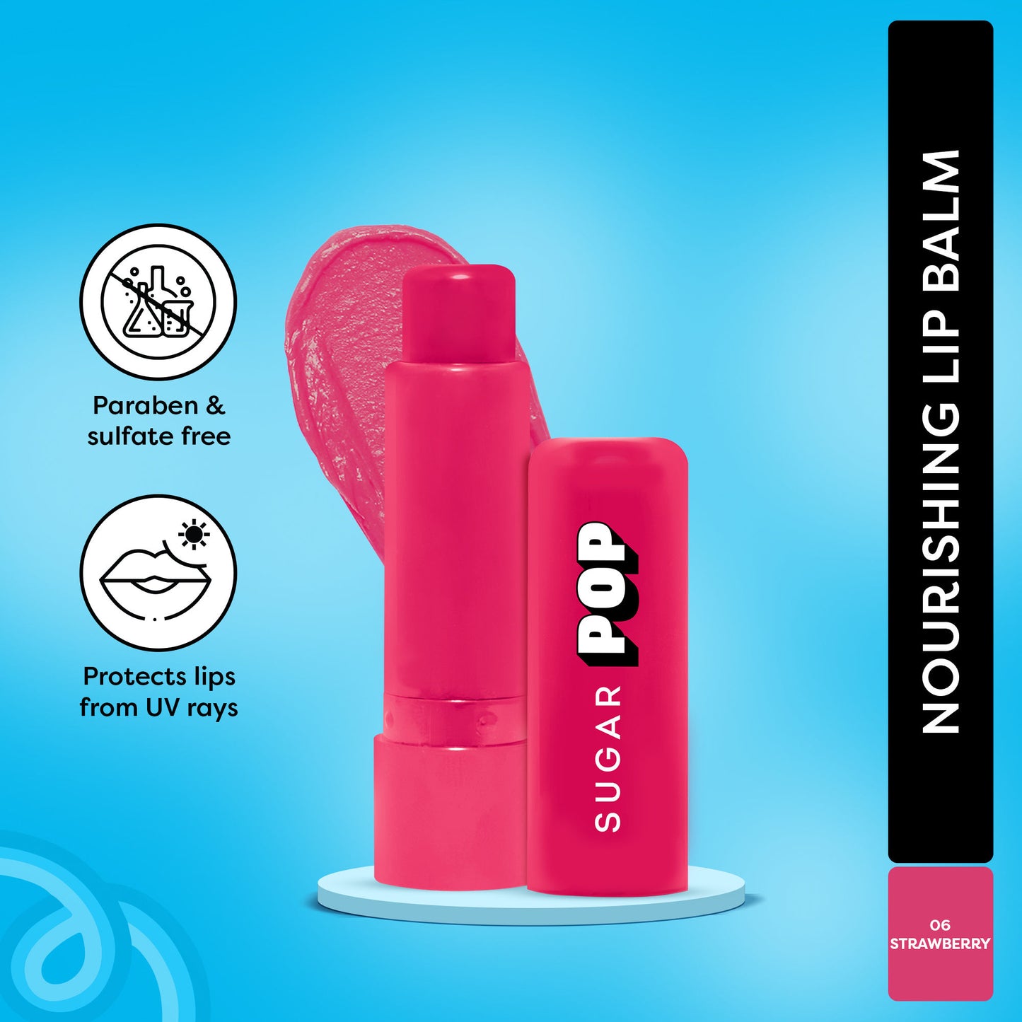 SUGAR POP Nourishing Lip Balm, SPF, Avocado Oil - 06 Strawberry