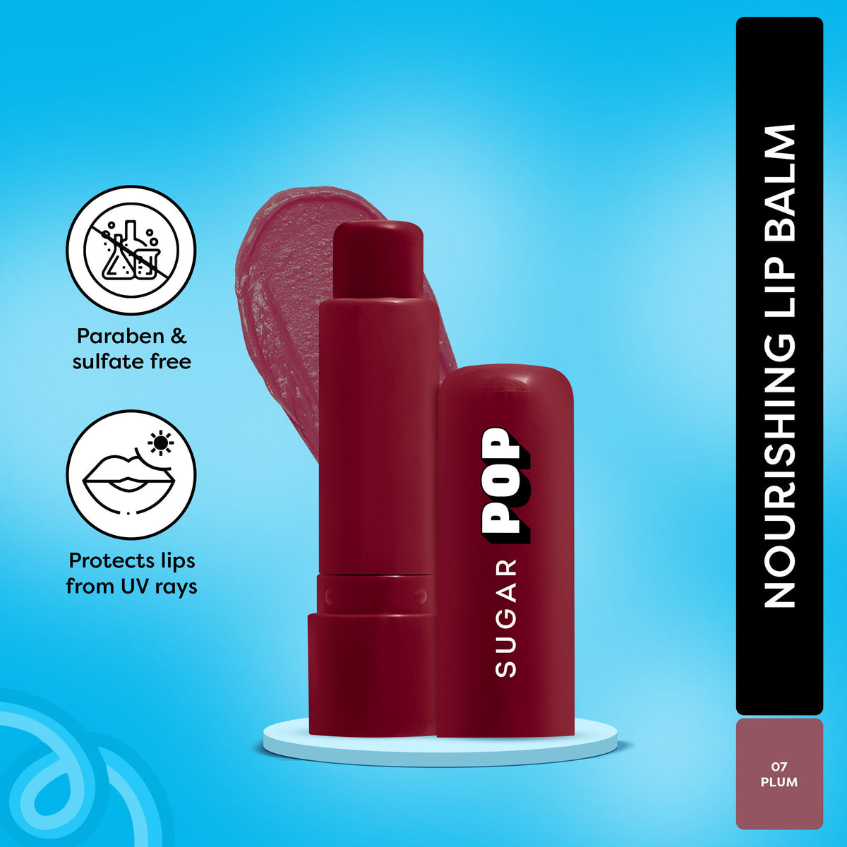 SUGAR POP Nourishing Lip Balm, SPF, Avocado Oil - 07 Plum