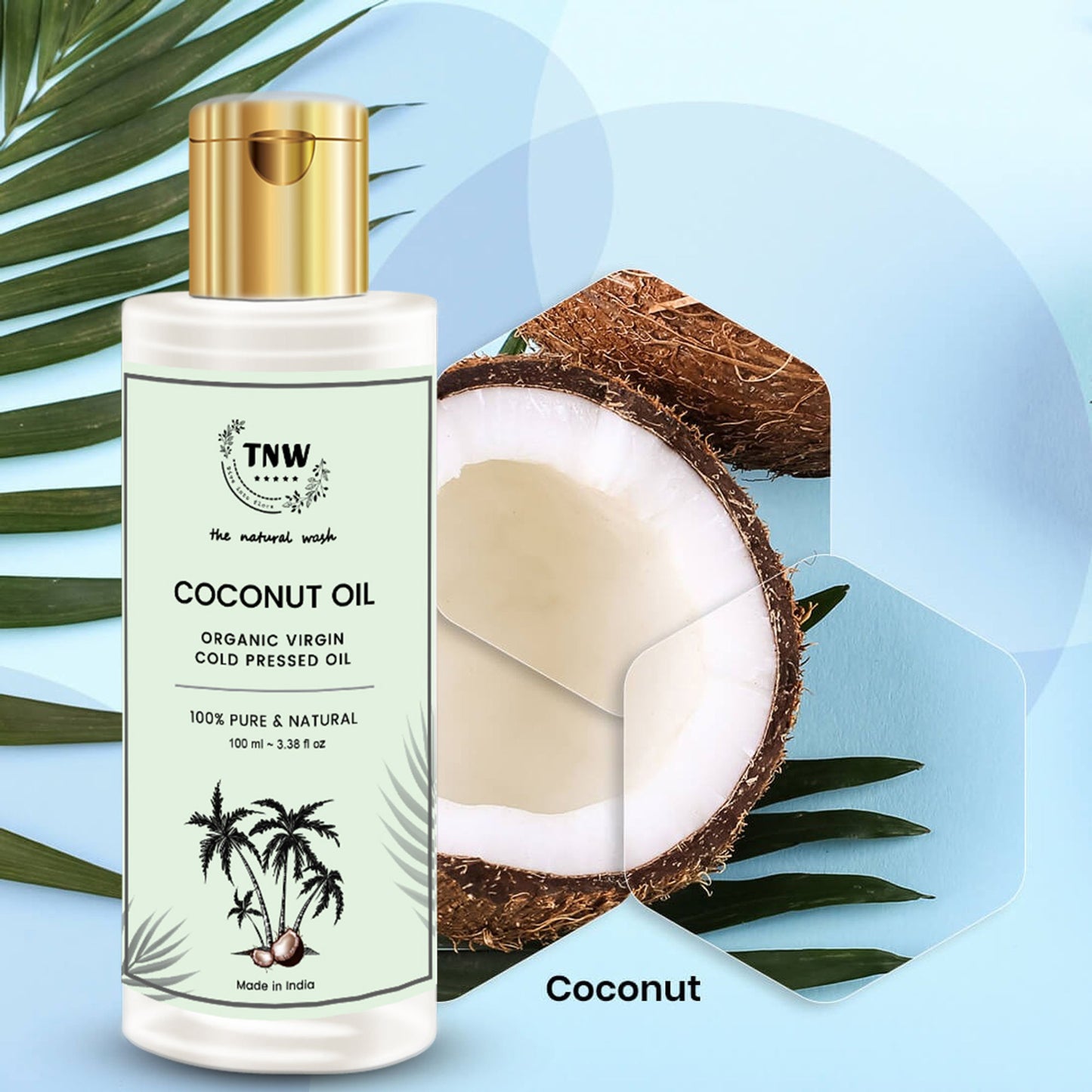 TNW The Natural Wash Cold Pressed Pure Coconut Oil for Healthy Skin, Hair and Baby Body Massage Oil