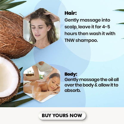 TNW The Natural Wash Cold Pressed Pure Coconut Oil for Healthy Skin, Hair and Baby Body Massage Oil