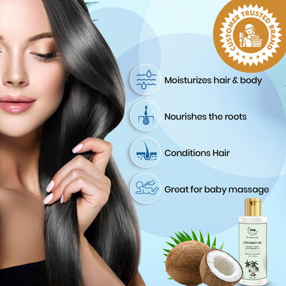 TNW The Natural Wash Cold Pressed Pure Coconut Oil for Healthy Skin, Hair and Baby Body Massage Oil