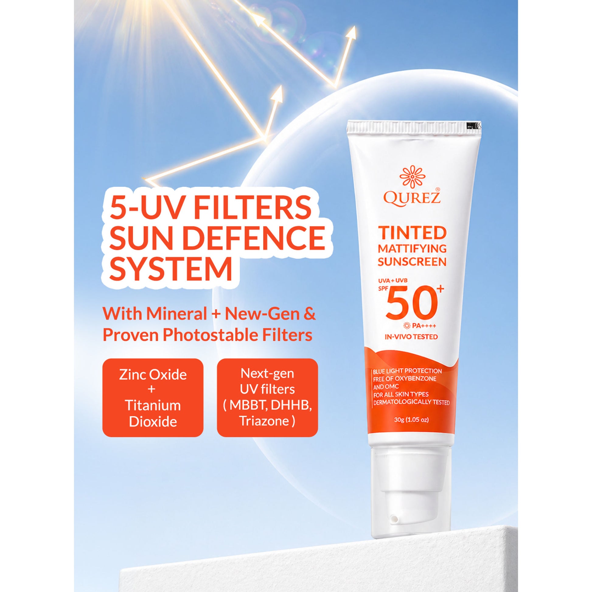 Qurez Tinted Mattifying Sunscreen SPF 50+ PA++++
