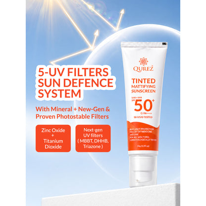 Qurez Tinted Mattifying Sunscreen SPF 50+ PA++++