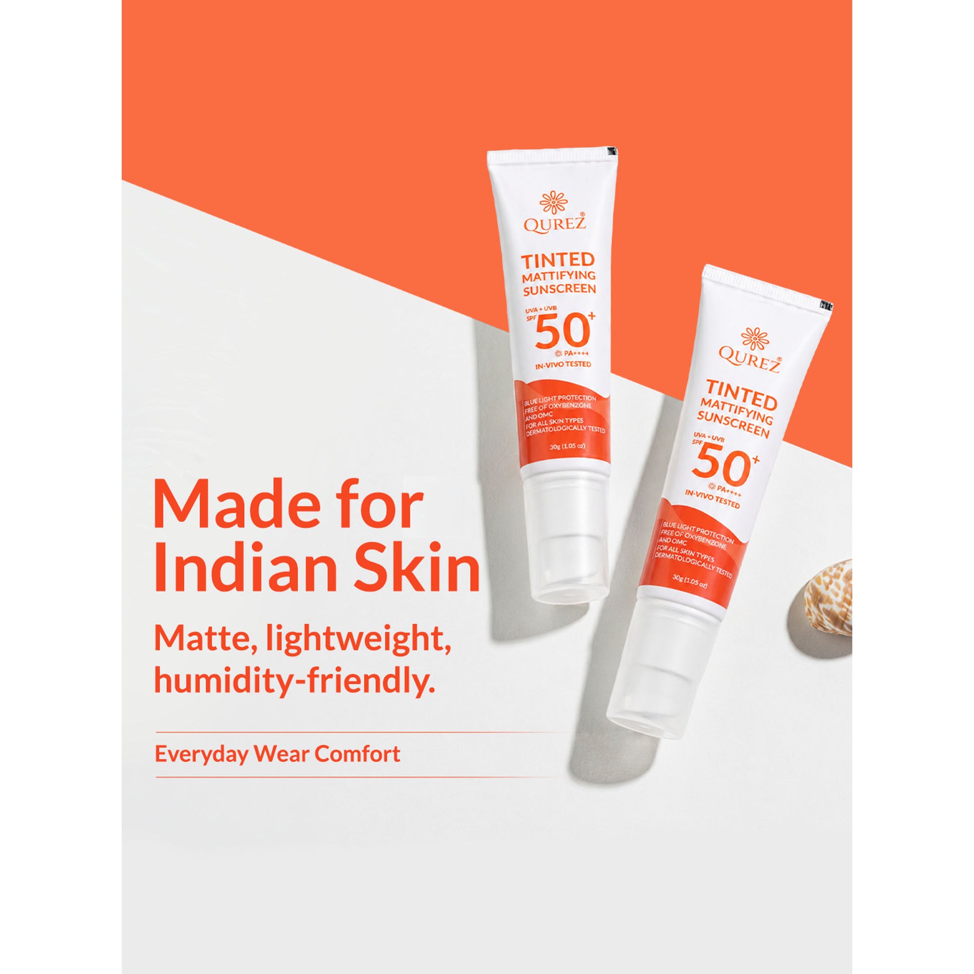 Qurez Tinted Mattifying Sunscreen SPF 50+ PA++++