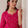 Indyancart IE Floral Printed Pure Cotton Round Neck A-Line Tunic With Trousers Co-Ords