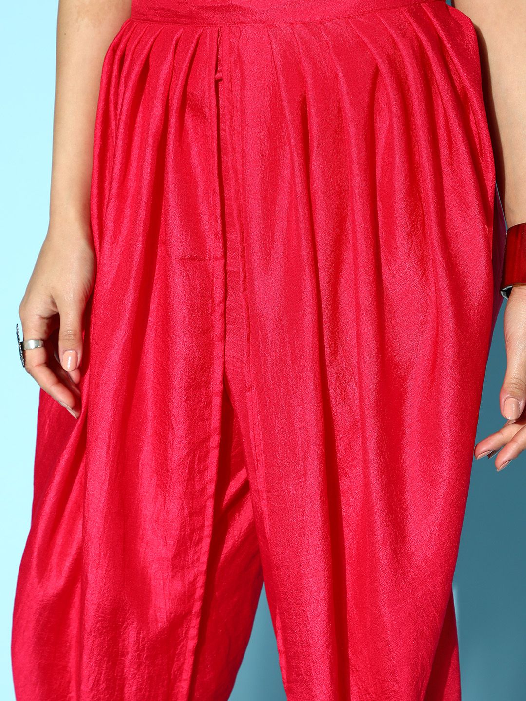 Dhiyona IE Women Red Ethnic Motifs Printed Kurta with Dhoti Pants