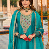 Indyancart IE Floral Embroidered Mirror Work Sequinned Anarkali Kurta With Dhoti & Dupatta