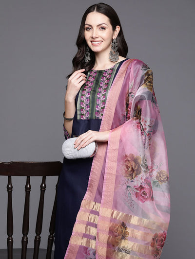 Indyancart IE Women Yoke Design Kurta with Palazzos & Dupatta